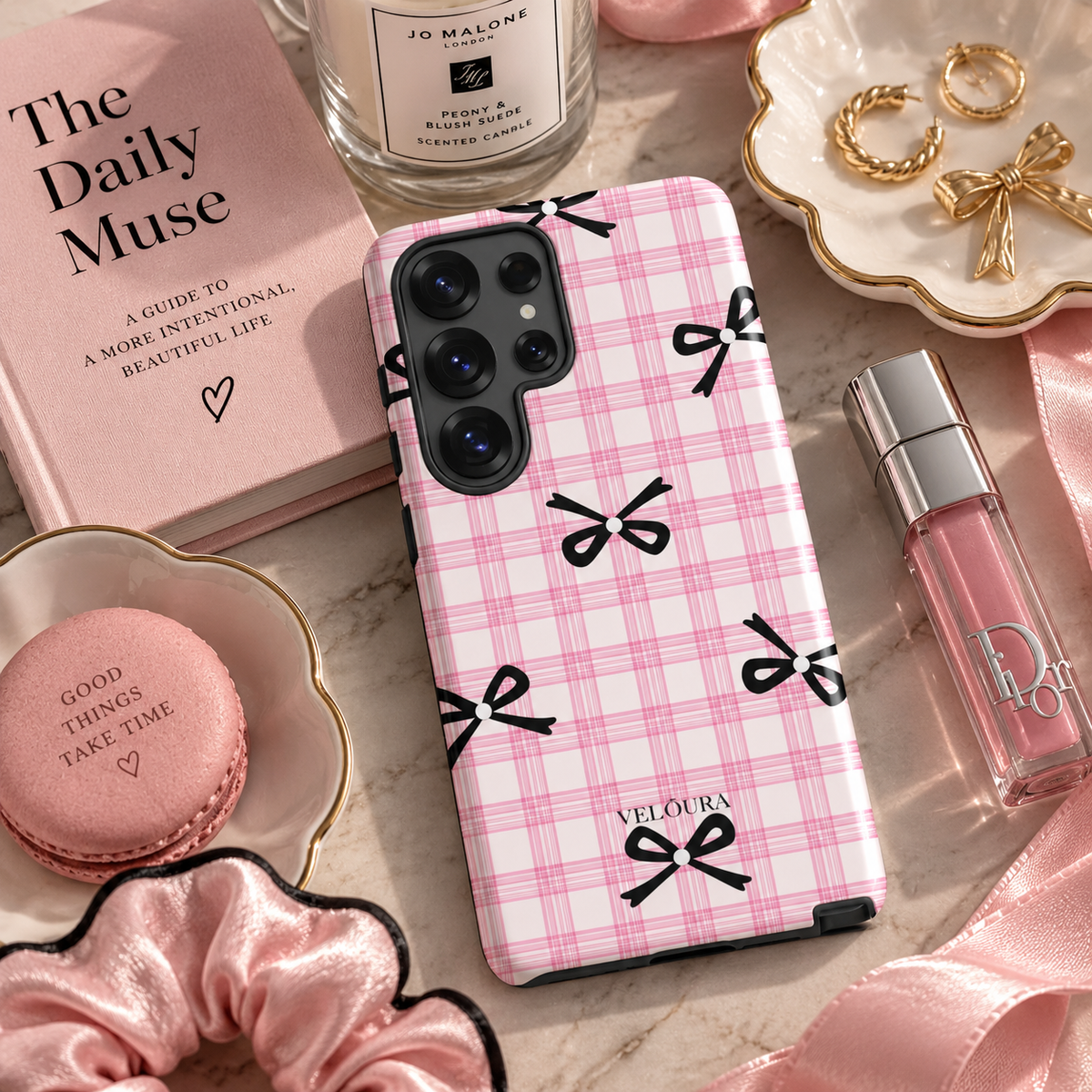 Blush Tartan Bow - Samsung
