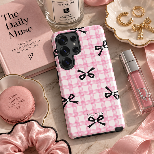 Blush Tartan Bow - Samsung