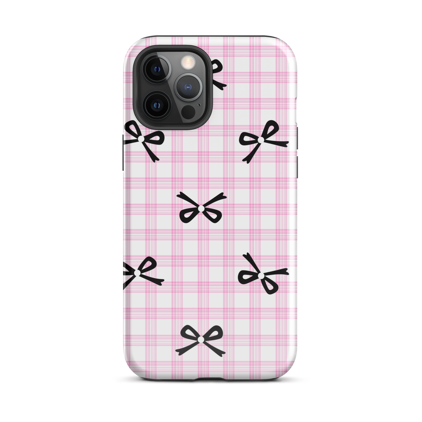 Blush Tartan Bow - iPhone