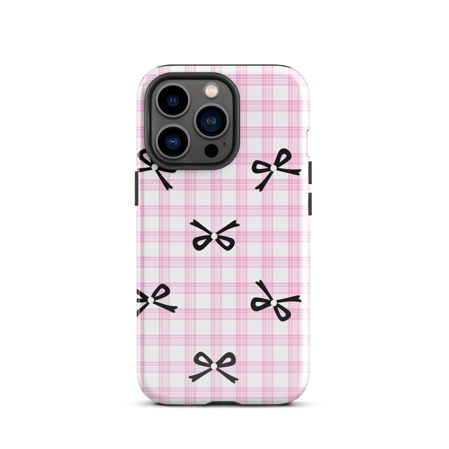 Blush Tartan Bow - iPhone