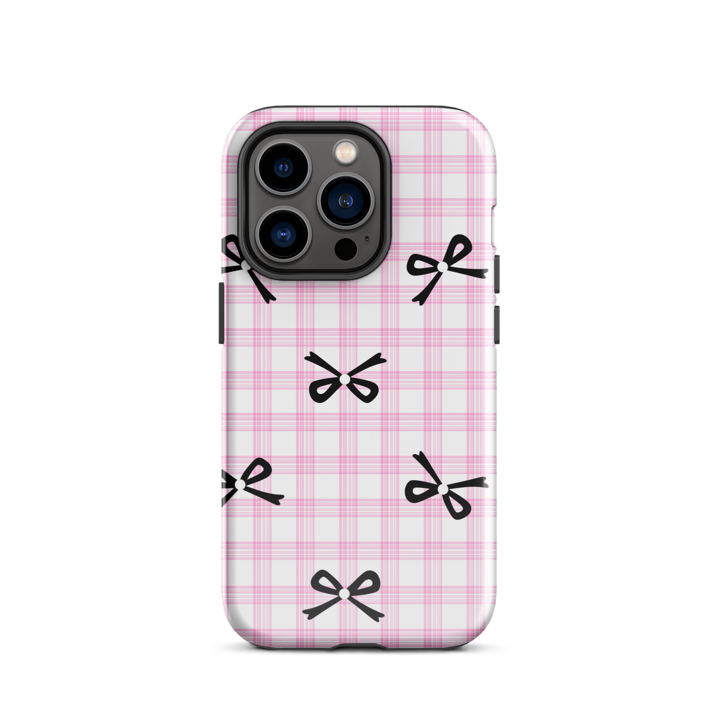 Blush Tartan Bow - iPhone