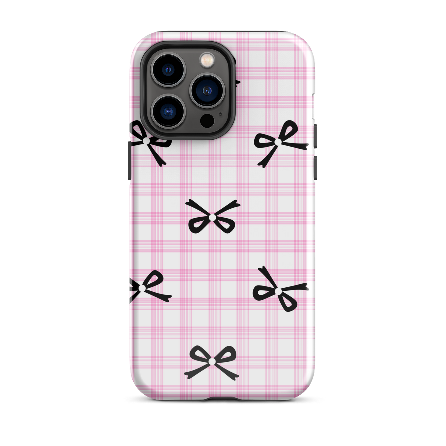 Blush Tartan Bow - iPhone