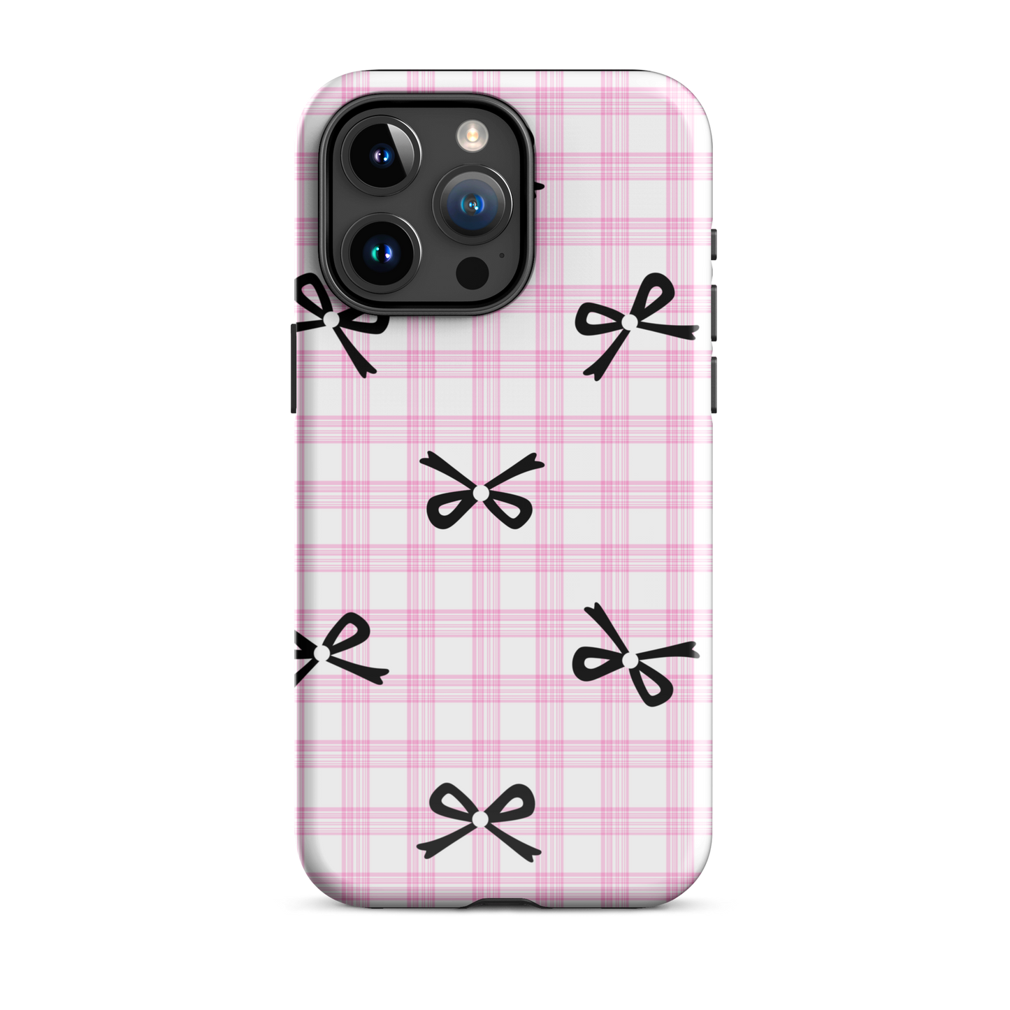 Blush Tartan Bow - iPhone