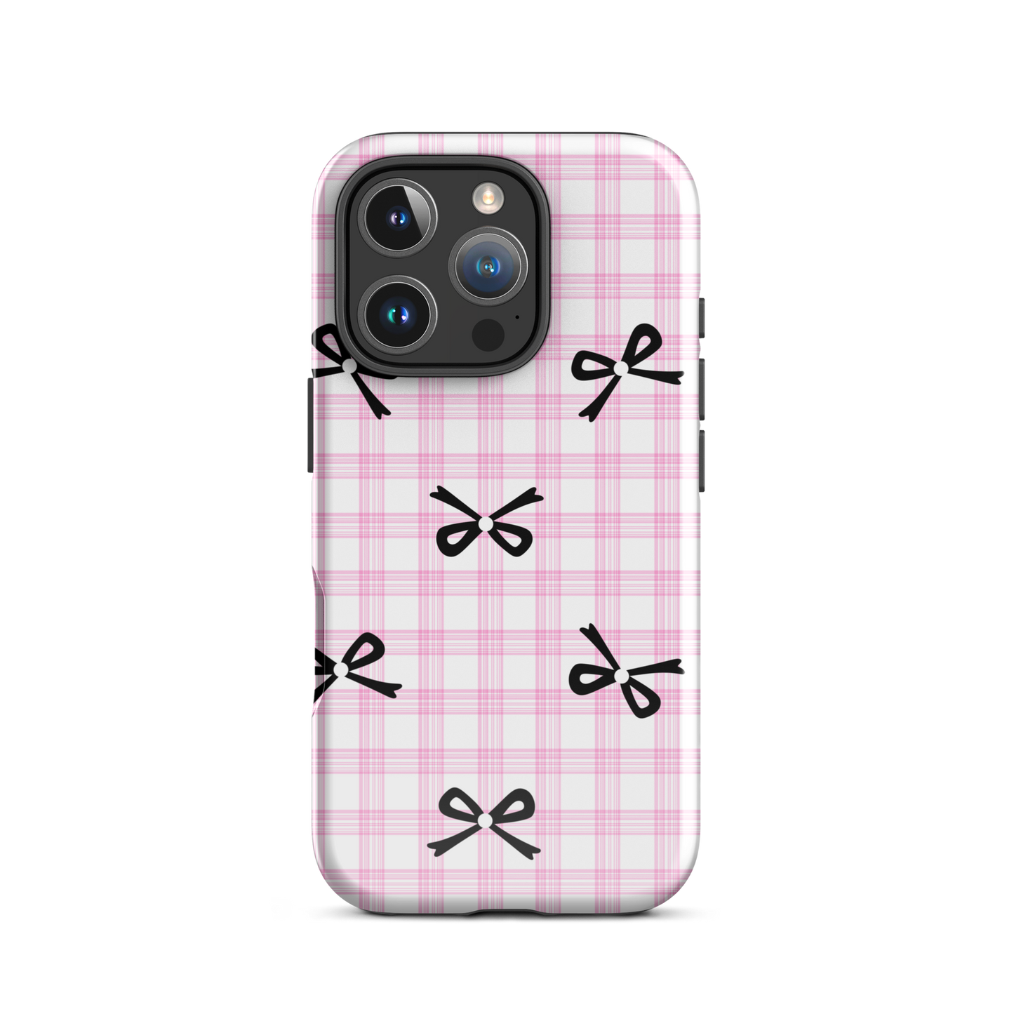 Blush Tartan Bow - iPhone