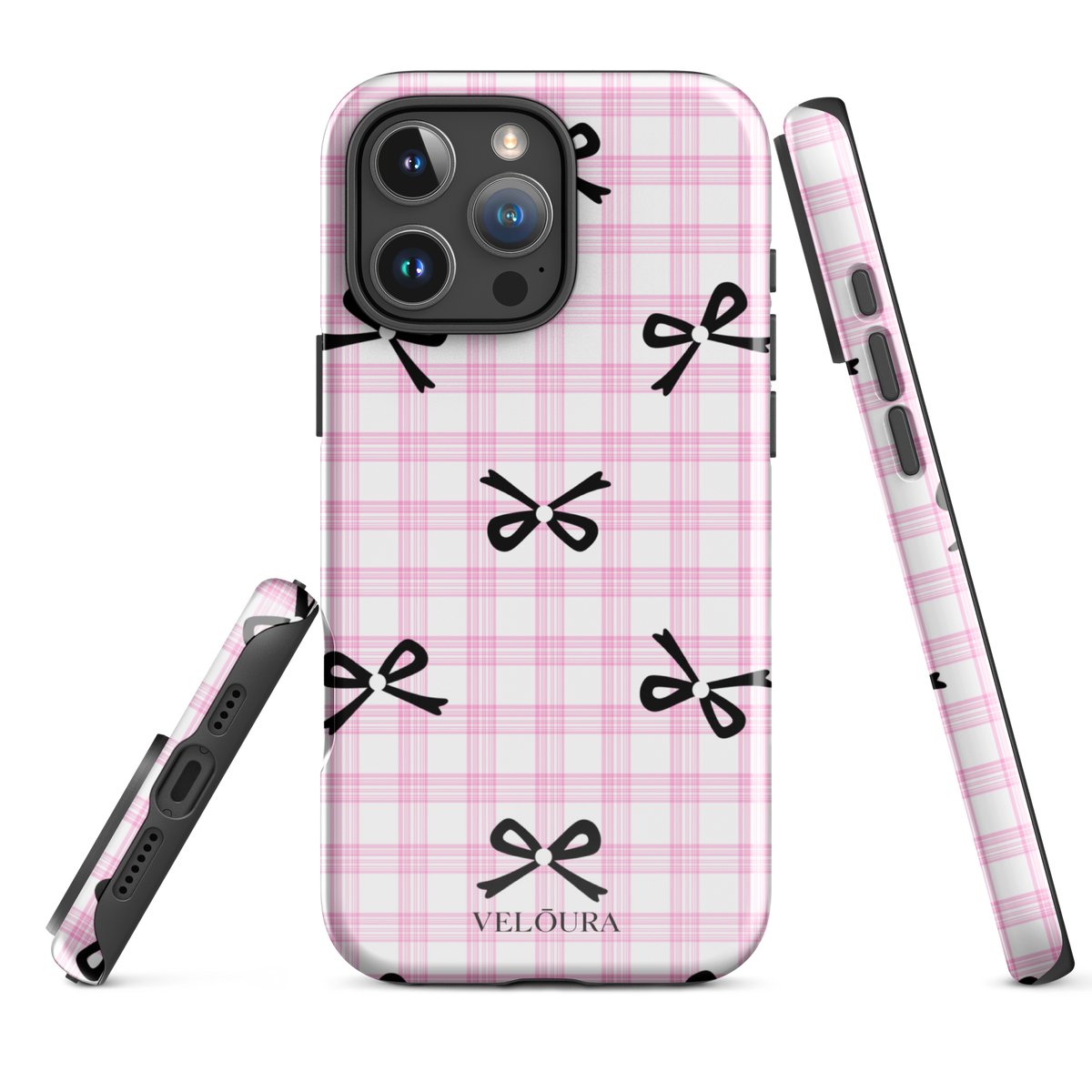 Blush Tartan Bow - iPhone