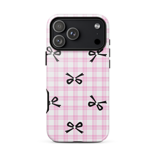 Blush Tartan Bow - iPhone
